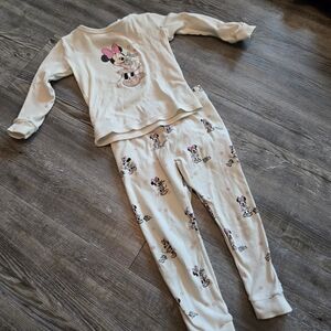 3T Girls H&M Cream and Pink Minnie Mouse Long-Sleeve Pajama Set
